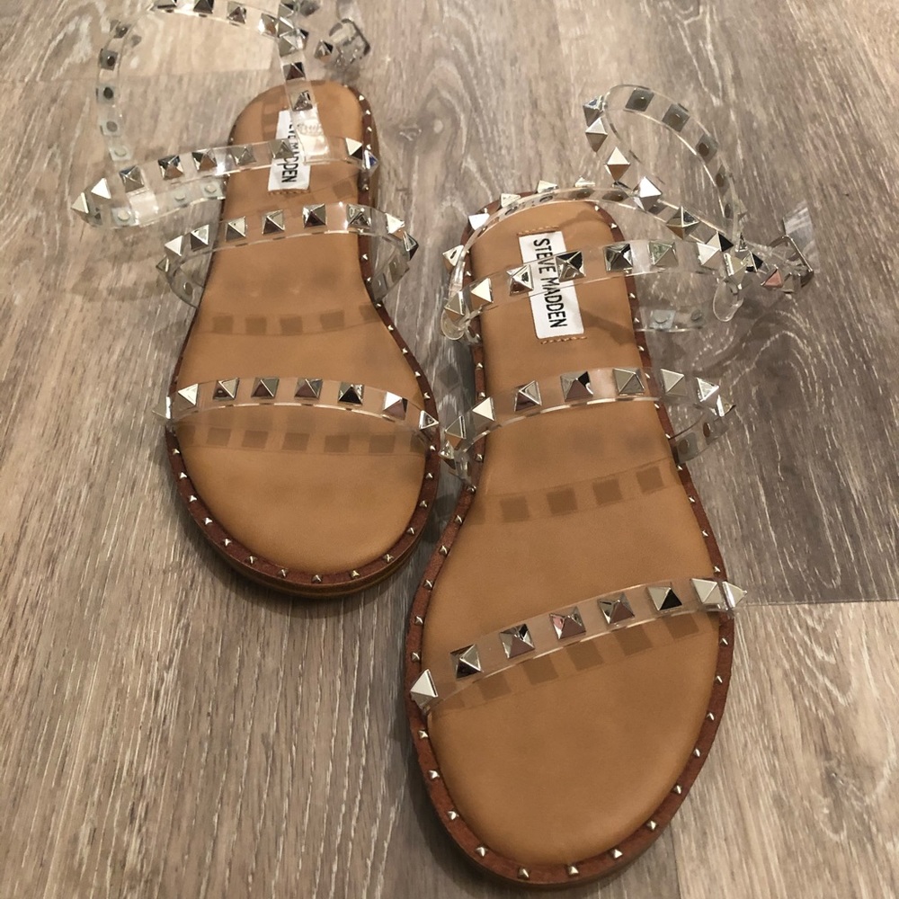 Steve Madden clear studded sandals size 8